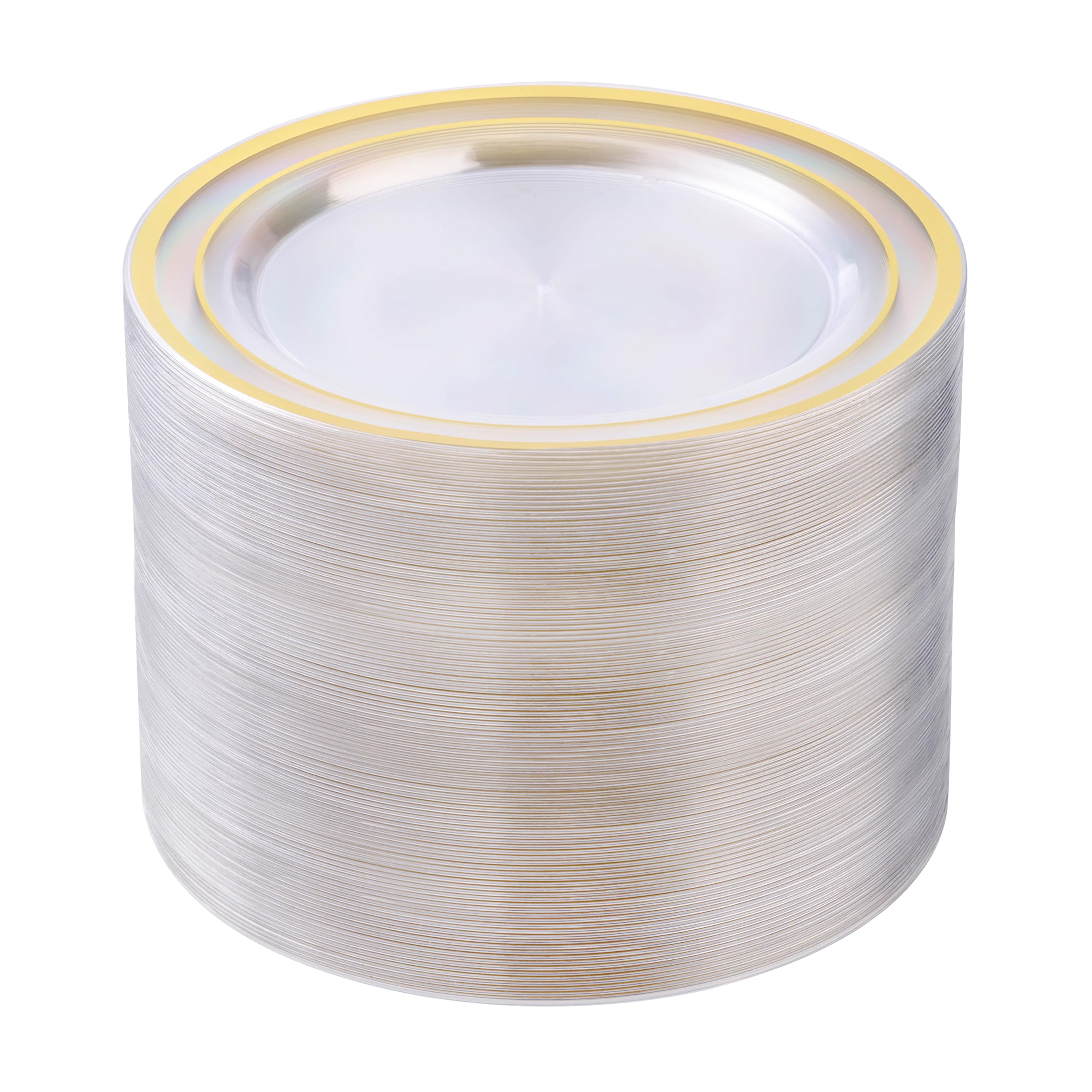 Photo 1 of BESTSTAR 100PCS Clear Plastic Plates for Party, 10.25 Inch Disposable Plates with Gold Rim, Heavy Duty Dinner Plates for Christmas, Thanksgiving, Wedding and Birthday