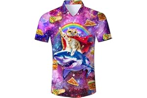 Cozople Mens Hawaiian Shirt Button Down Shirt Casual Short Sleeve Aloha Shirt Summer Beach Dress Shirts