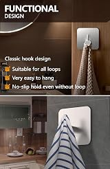 4smile Self Adhesive Hooks 6 Pack Heavy Duty Waterproof Stainless Steel view 4
