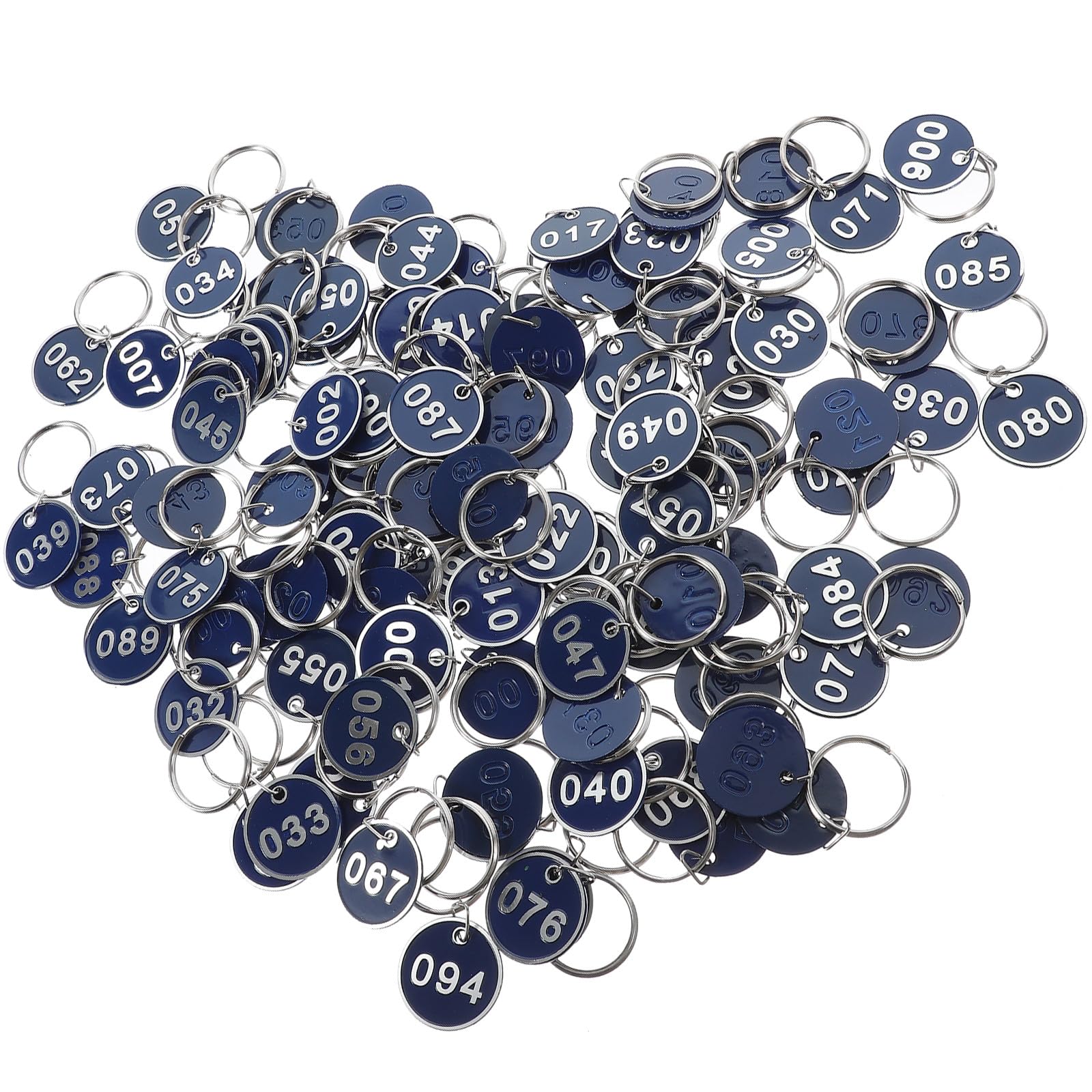 SEWACC Numbered Key Tags 100Pcs Metal with Rings for Multipurpose Locker and Luggage Identification Blue 1-100