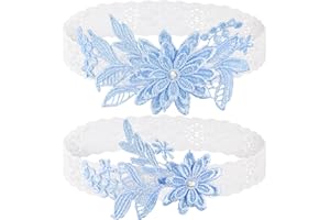SYHOOD 2 Pieces Wedding Garters for Bride Sexy Lace Leg Garter Belt Hand Sewn Faux Pearls Bride Garter Set