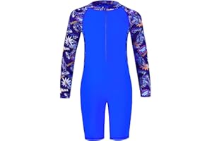 Curi Seakers Boys One Piece Rash Guard Swimsuit UPF 50+ Zip Front Long Sleeve Sunsuit Quick Dry