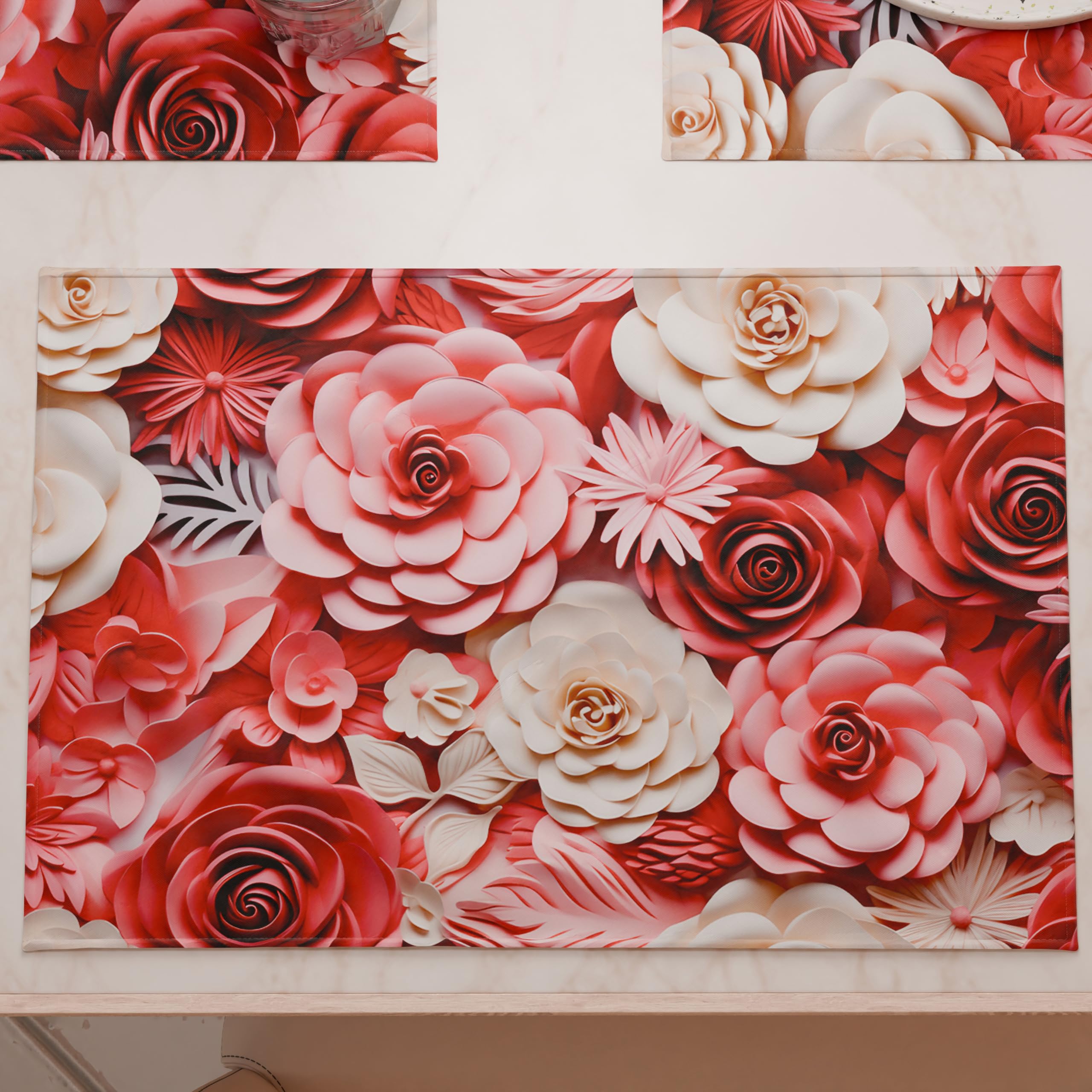 PETTI Artigiani Italiani - American Placemats with Digital Print, American Placemats in Fabric and Washable (Set of 2-30 x 45 cm) Origami, 100% Made in Italy