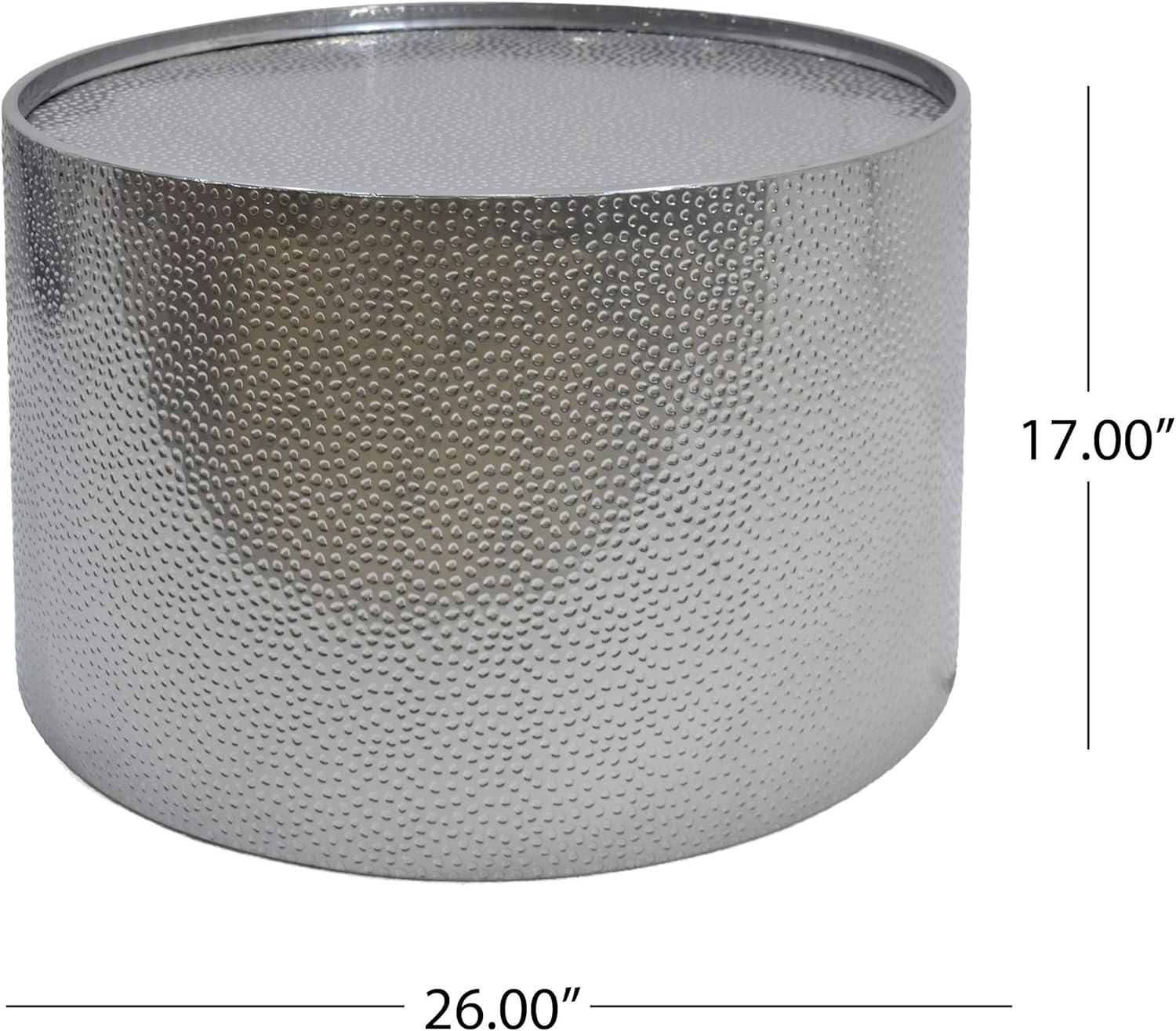 Christopher Knight Home Rache Modern Round Coffee Table with Hammered Iron, Silver, 26. 00” L x 26. 00” W x 17. 00” H: Kitchen & Dining