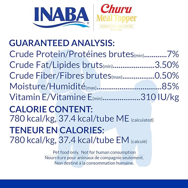 INABA CHURU MEAL TOPPER FOR DOGS, COMPLETE & BALANCED, CREAMY, LICKABLE PURÉE DOG FOOD TOPPERS, 1.69 OUNCE TUBE, 18 TUBES (3 PER PACK), TUNA RECIPE