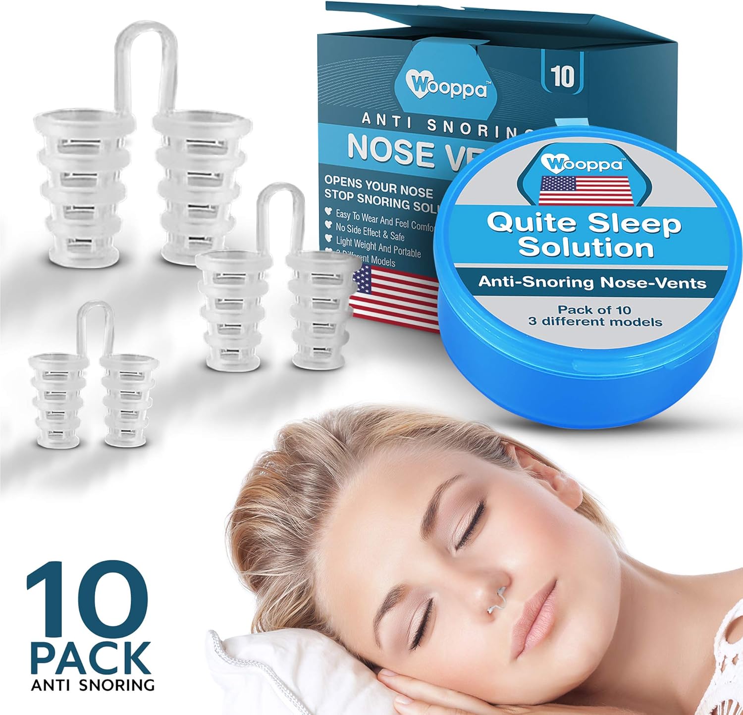 Wooppa Snoring Solution - Anti Snoring Solutions - Anti Snoring Devices - Snore Aids - Nose Vents - Snore Nasal Dilators - 10 Pack - Snore Stopper Set - Reduce Snoring - Stop Snoring: Health & Personal Care