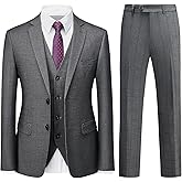 Mens Plaid Suit Slim Fit 3 Pieces Casual Checked Vintage Tuxedo Suit for Men for Wedding Business Party Blazer Pants & Vest