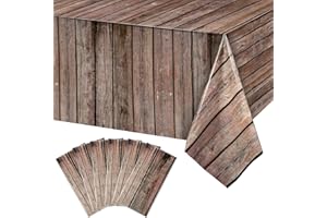 Tiamon 6 Pcs Western Party Tablecloth Western Cowboy Party Table Cover Cowboy Theme Plastic Tablecloth Wild West Wood Grain Table Cover for Birthday Baby Shower Decor (54 x 108 Inch)