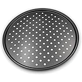 Handook Pizza Pan for Oven, Nonstick Pizza Pans, Carbon Steel Pizza Pan with Holes, Pizza Baking Pan for Oven Baking Supplies, for Home Baking Kitchen Oven Restaurant (12 Inch)
