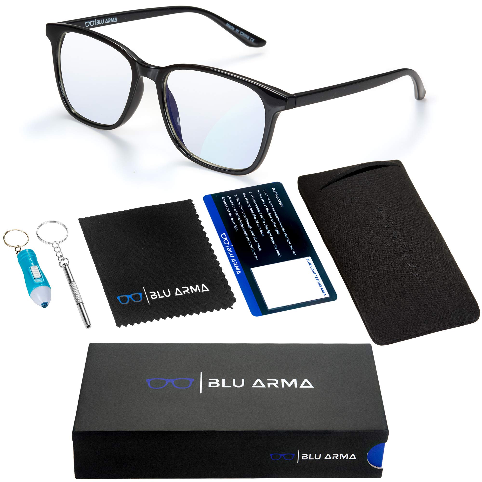 BLU ARMA® Blue Light Glasses for Men & Women with Glasses case – Reading Glasses - Gaming Glasses to Prevent Migraine, Eye Strain, and Improve Sleep – UV 400 Protection - CE & FDA Certified
