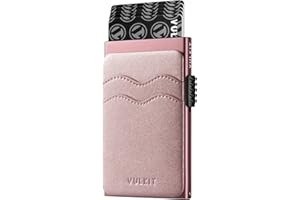 VULKIT Credit Card Holder Minimalist Slim Pop Up Wallet with Leather Slots RFID Blocking for Men and Women Holds 7 Cards and 