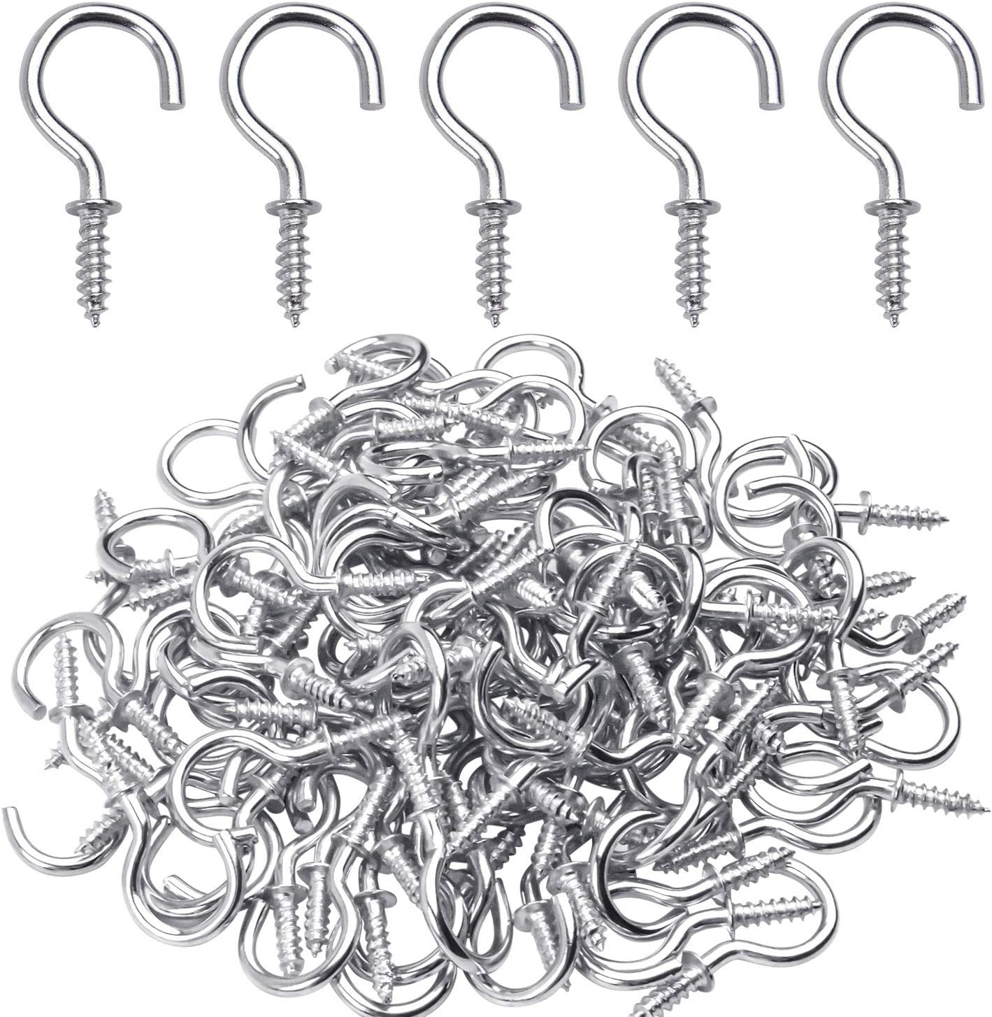 Ceiling Screw Hooks, 100 Pieces 3/4 Inch Cup Hooks Screwin Hooks for