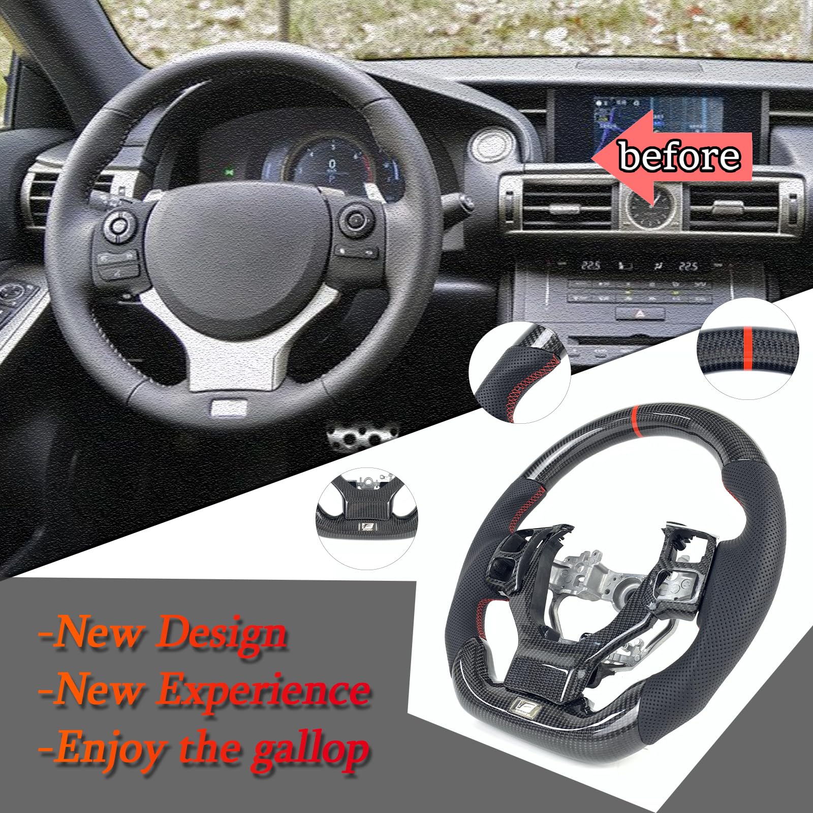 Lexus IS 2014-2016 Carbon Fiber Steering Wheel With Inserts - Clearance #1 main image 1