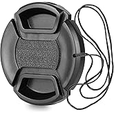 ChromLives Camera 58mm Lens Cap Center Pinch with Lens Cap Leash Hole Bundle Compatible with DSLR Cameras Nikon Sony Canon &amp; Other DSLR Cameras UV Lens