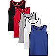 Poroka 5 Pack Boys' Tank Undershirt Sleeveless Tank Tops Assorted Colors Round Neck Cotton Tank Tops