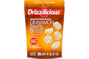 Drizzilicious Mini Rice Cakes Cinnamon Swirl - Rice Crisps, Healthy Snack for Adults and Kids, Flavored Rice Cakes, Vegan, Gluten Free, Allergen Free, Only 90 Calories Per Serving - 4 oz (Pack of 1)