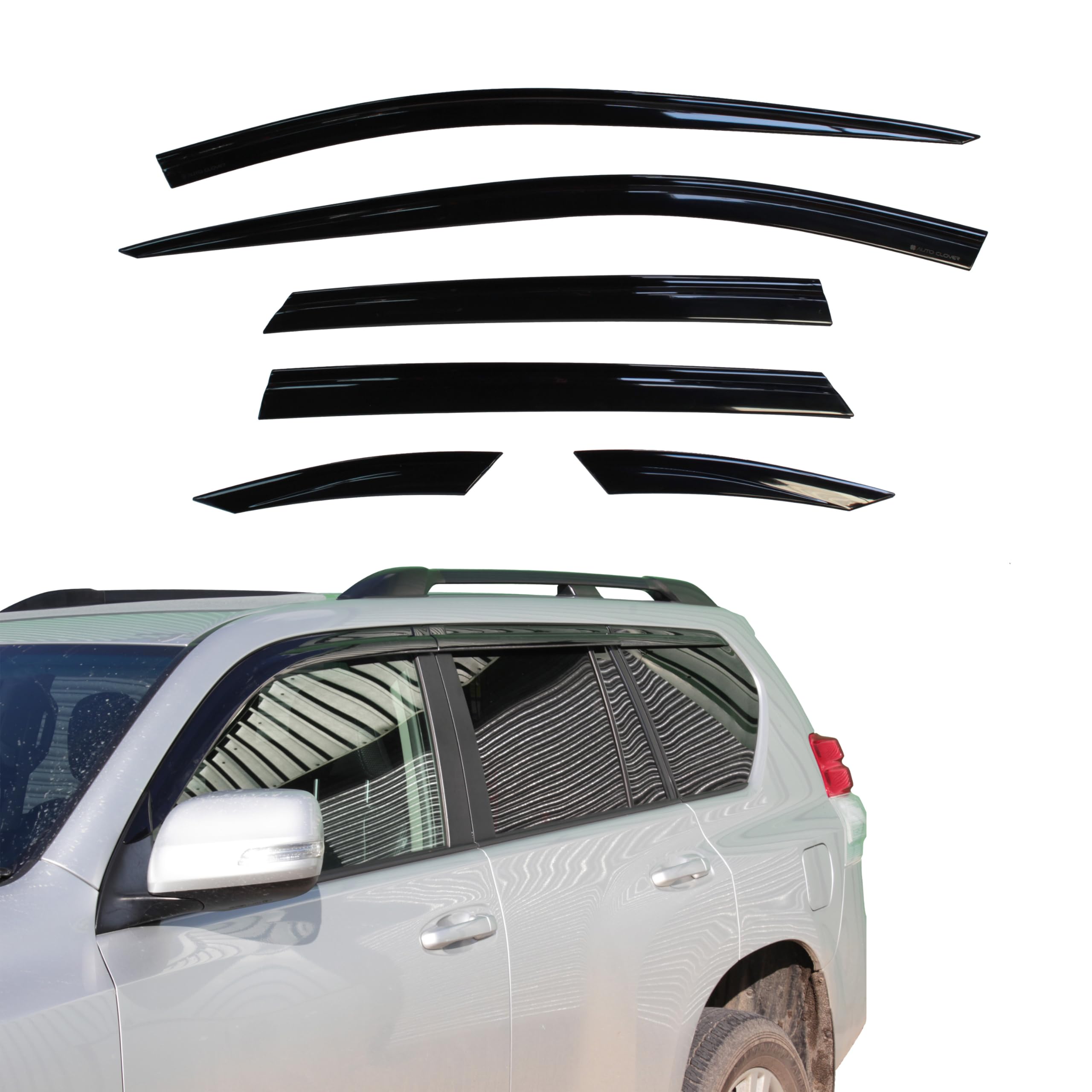 AUTO CLOVER Wind Deflectors Set for Toyota Land Cruiser 150 2009-2015 (6 pieces)