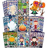 Halloween Stickers - Make Your Own Stickers for Kids, Halloween Party | 24 Sheets Make a Face Sticker, Halloween Party Game Crafts Gift, Trick or Treat, Goodie Bags Stuffers