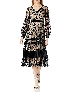 taylor v neck lace midi dress