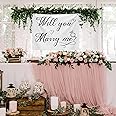 Coume Will You Marry Me Tapestry Marry Me Sign Proposal Banner Wall Hanging Hand Lettering Engagement Decorations for Wedding Proposal Party Wall Backdrop decor 59.1 x 51.2 Inch