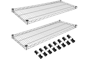 MorningRo 2 Pack Additional Wire Shelf for Wire Shelving Units Chrome Finish Shelving Weight Capacity 600-800 Lb, Heavy Steel Industrial for Warehouses, Closets, Kitchen(Sliver,18" W X 36" L)