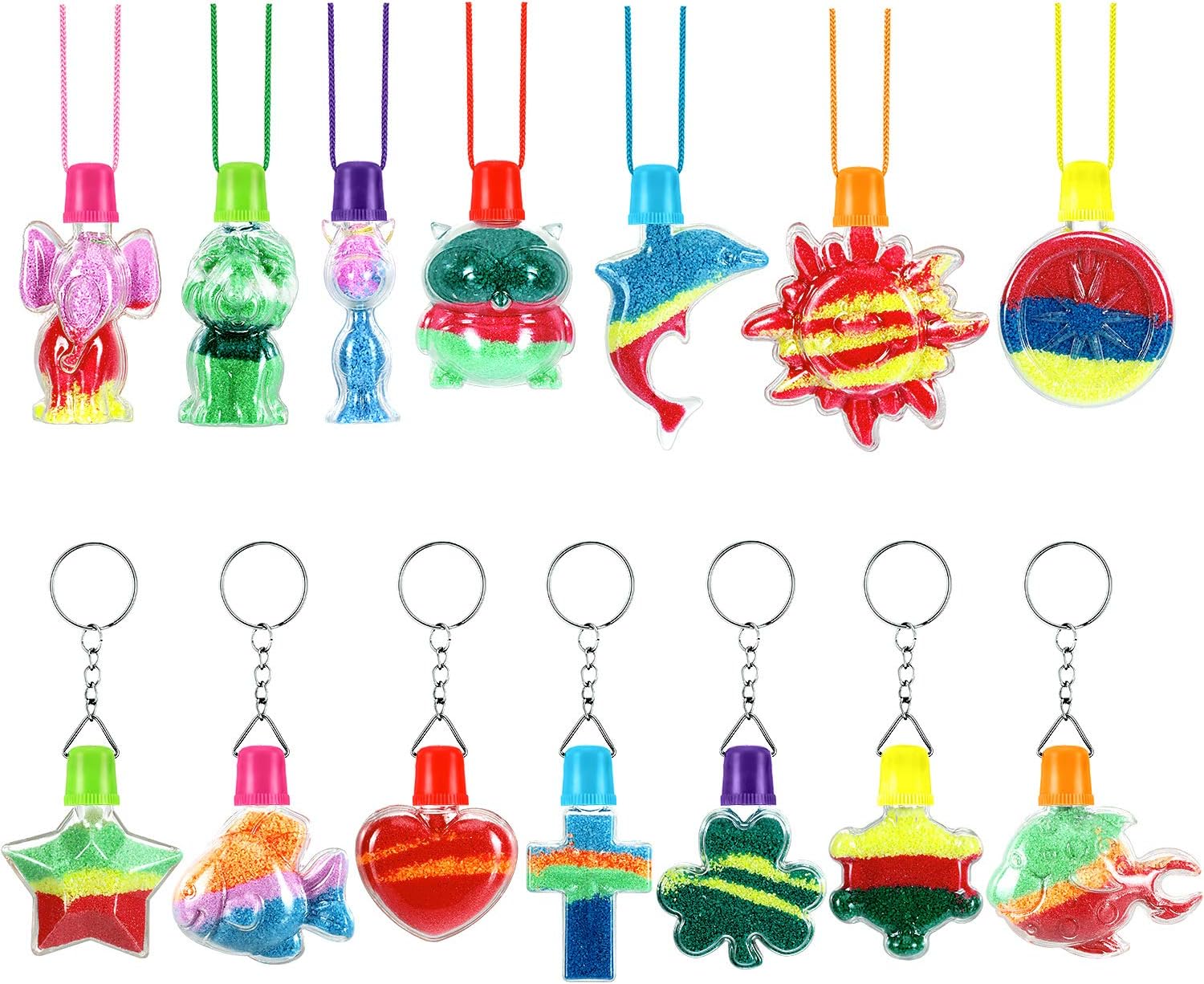 Hicarer 14 Pieces Sand Art Bottle Necklaces Animal Shape Sand Art