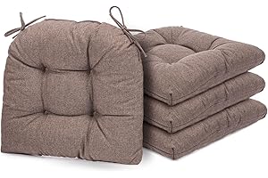 Kyaringtso Chair Cushions for Dining Chairs, 4 Pack Soft and Comfortable Chair Cushions Pads with Ties, Seat Cushions for Kitchen Chairs，Dining Room (4 Pack 17x16, Brown)