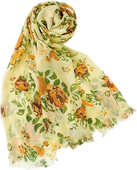 Amazon ストール専門店lala Boutique 花柄大判ストール 口1 クリームイエロー口 ストール マフラー レディース マフラー 通販