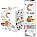 CELSIUS Fitness Energy Drink 12 Fl Oz, Peach Mango Green Tea (Pack of 4)