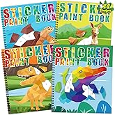 90shine 4PCS Sticker Books for Kids Ages 4-8 Includes Underwater Pet Dinosaur Rainbow Themed Multiple Designs Party Gift Create 44 Pictures