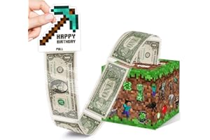 AZBUK Surprise Money Box Gift Pull for Game Lover- Happy Birthday Money Box for Cash Gift Set Included Happy Birthday Card and 35Pcs Transparent Bags, Fun Birthday Gift for Women Men