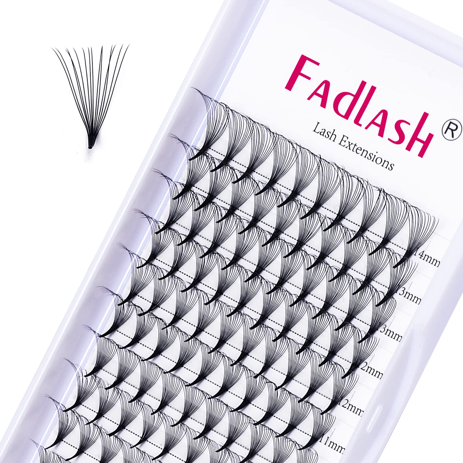 Russian lash 14D 0.07 Thickness C Curl 8-14mm Mix Tray Premade Volume Lashes Fan