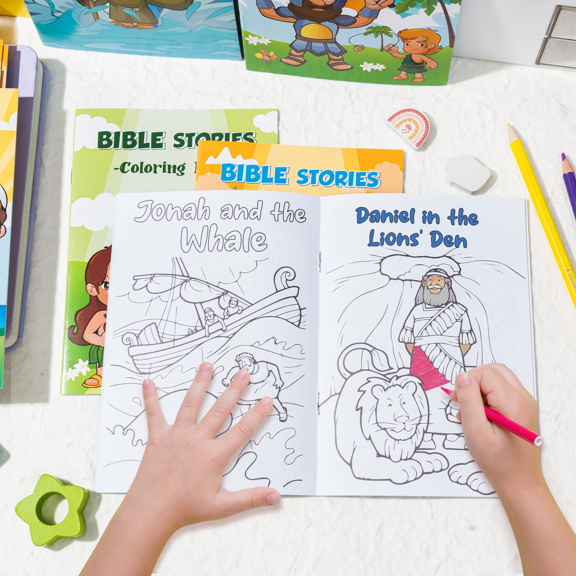 Zainpe 24Pcs Christian Bible Stories Coloring Books for Kids Bible Study Easter Theme DIY Art Drawing Book Jesus Noah's Ark Pattern Color Booklets Party Favors Supplies Birthday Gift Goodie Bag Filler
