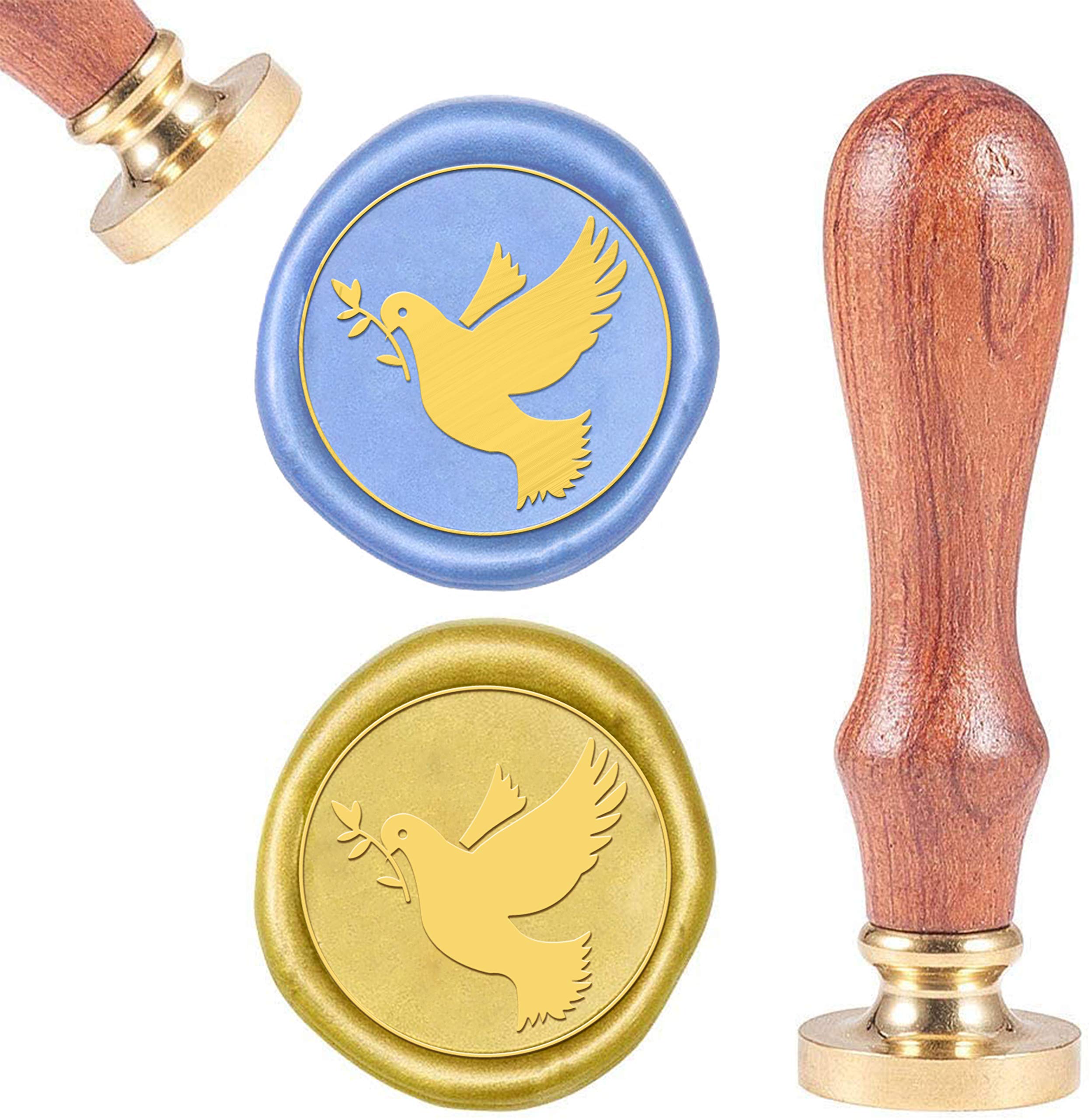 CRASPIRE Wax Seal Stamp Bird Vintage Animal Pigeon 25mm Removable Brass Head Natural Wood Handle for Envelope Invitation Embellishment Gift Package Decoration