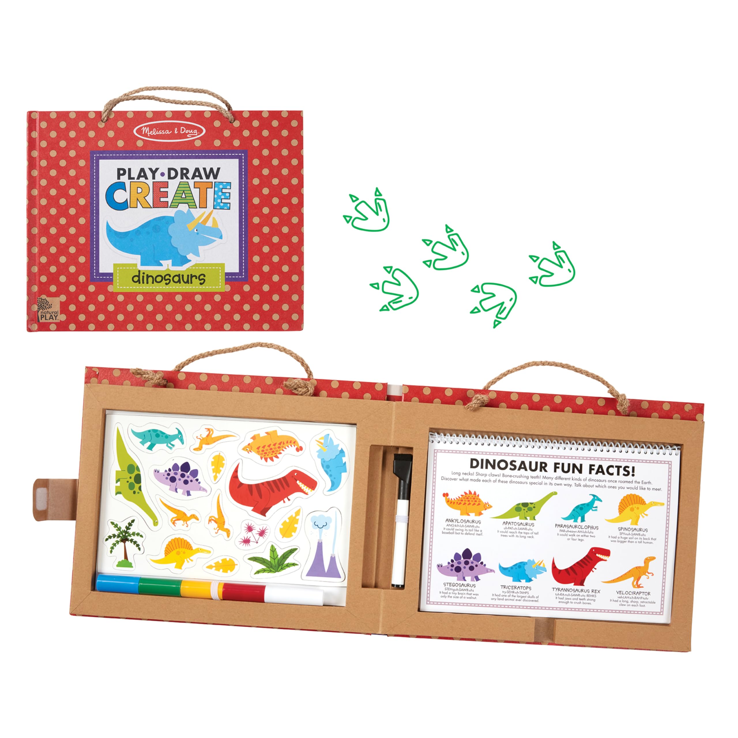 Melissa & Doug Natural Play: Play, Draw, Create Reusable Drawing & Magnet Kit – Dinosaurs (41 Magnets, 5 Dry-Erase Markers) - FSC-Certified Materials