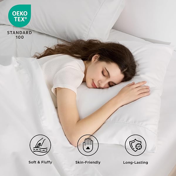 BEDSURE BED SHEETS WITH SIDE POCKET, KING SHEET SET UP TO 16″ DEEP POCKET, WRINKLE-RESISTANT, SOFT & BREATHABLE, 120GSM FINE BRUSHED POLYESTER SHEETS KING BED SHEETS, WHITE