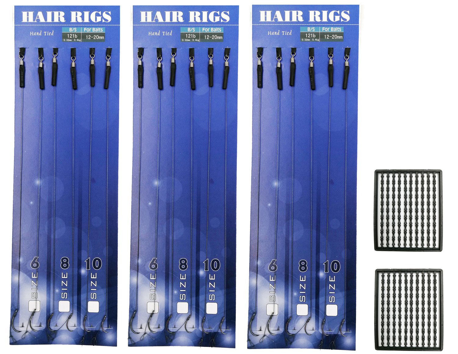 18pcs Carp Fishing Hair Rigs Barbless Hooks Size 6# 8# 10# Carp Fishing Hooks Tackle with 200pcs Boilie Stoppe for Free