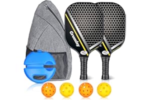 CRUMISY Pickleball Paddles Set of 2, USAPA Approved Lightweight Fiberglass Pickleball Set with 4 Balls, 1 Pickleball Bag, Pickle Ball Rackets 2 Pack for Men Women Beginners