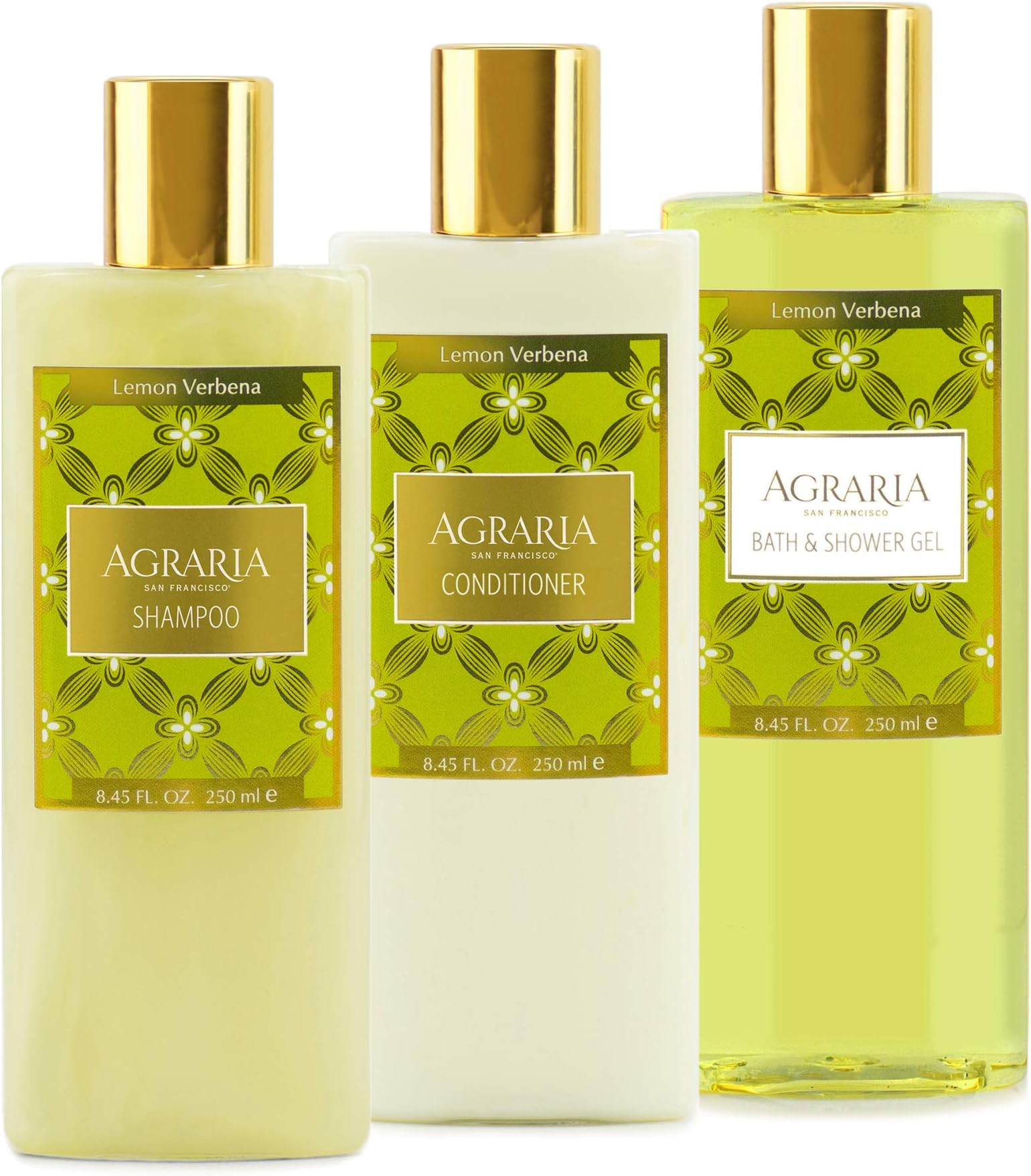 AGRARIA Luxury Lemon Verbena Shampoo, Conditioner, and Shower Gel Trio, Set of 3