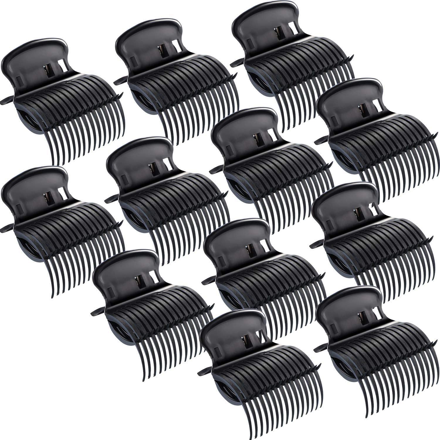POFET 12pcs Hot Roller Clips Hair Curler Claw Clips Replacement Roller Clips For Women Girls Hair Section Styling - Black — image 1