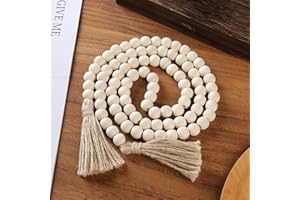TENXVI DESIGNS Decorative Wooden Beads - 58'' Wood Tassel Garland, Boho Table Decor, Handcrafted Beaded Garland, Versatile Piece for Home, Event, Gift - Boho Decorations