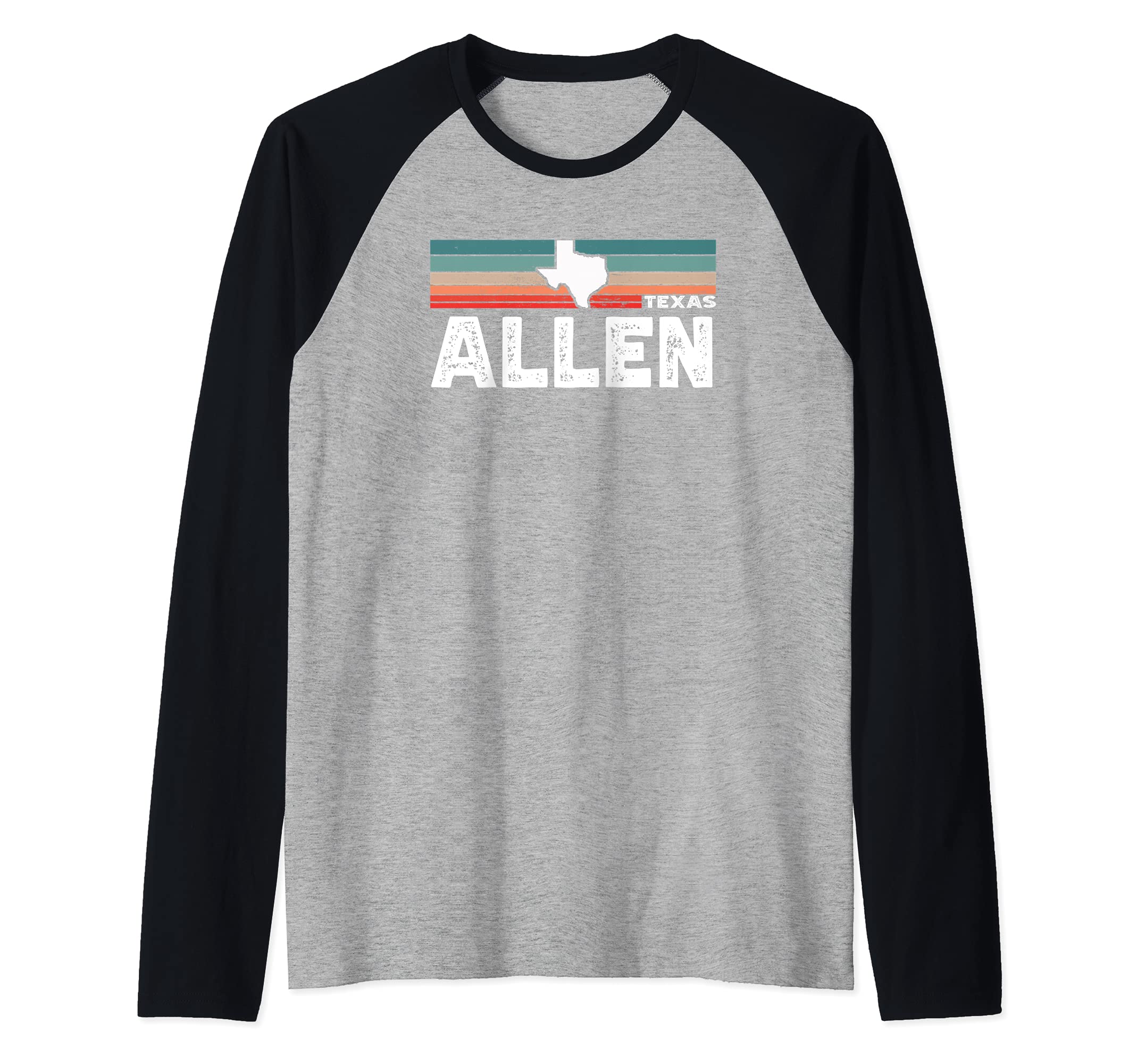 Vintage Retro Allen TX Tourist Native Texas State Raglan Baseball Tee