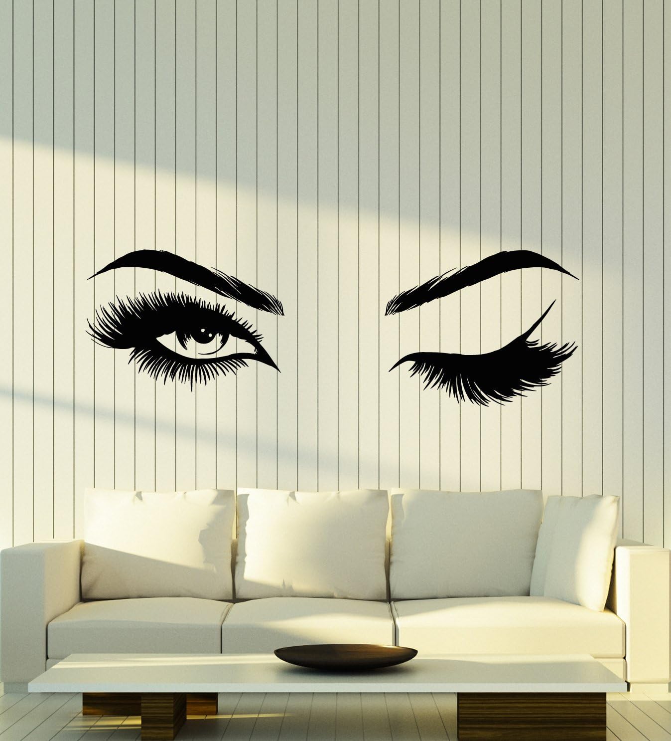 Vinyl Wall Decal Sexy Girl Eyes Eyelashes Wink Beauty Salon Stickers Large Decor (2803ig) Black