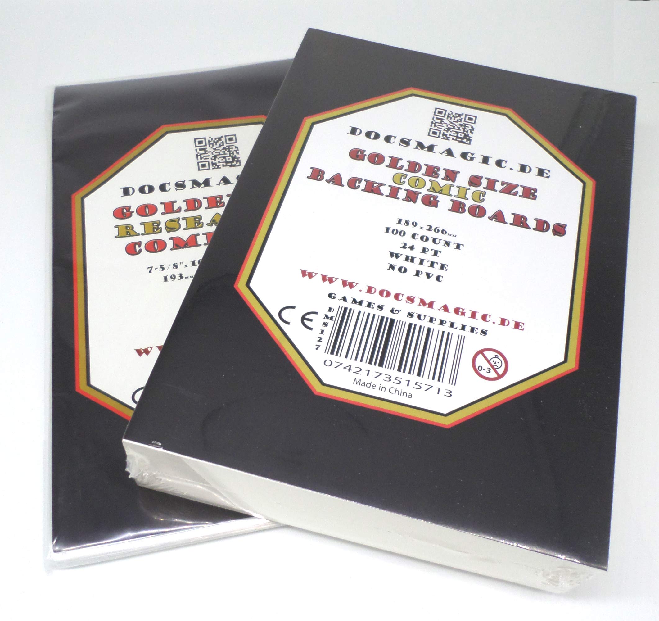docsmagic.de 100 Golden Size Resealable Comic Bags + Backing Boards - Combo Pack 193 x 266 mm