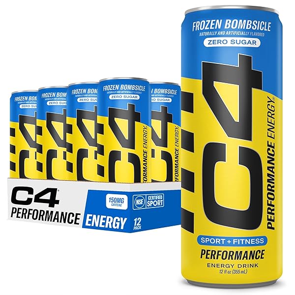 C4 ENERGY DRINK 12OZ (PACK OF 12) – FROZEN BOMBSICLE – SUGAR FREE PRE WORKOUT PERFORMANCE DRINK WITH NO ARTIFICIAL COLORS OR DYES