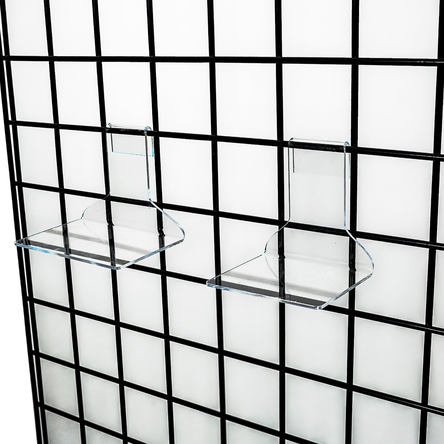 1 Pack, 6 Inch Wide Source One Clear Acrylic Gridwall Shelf Displays 4.