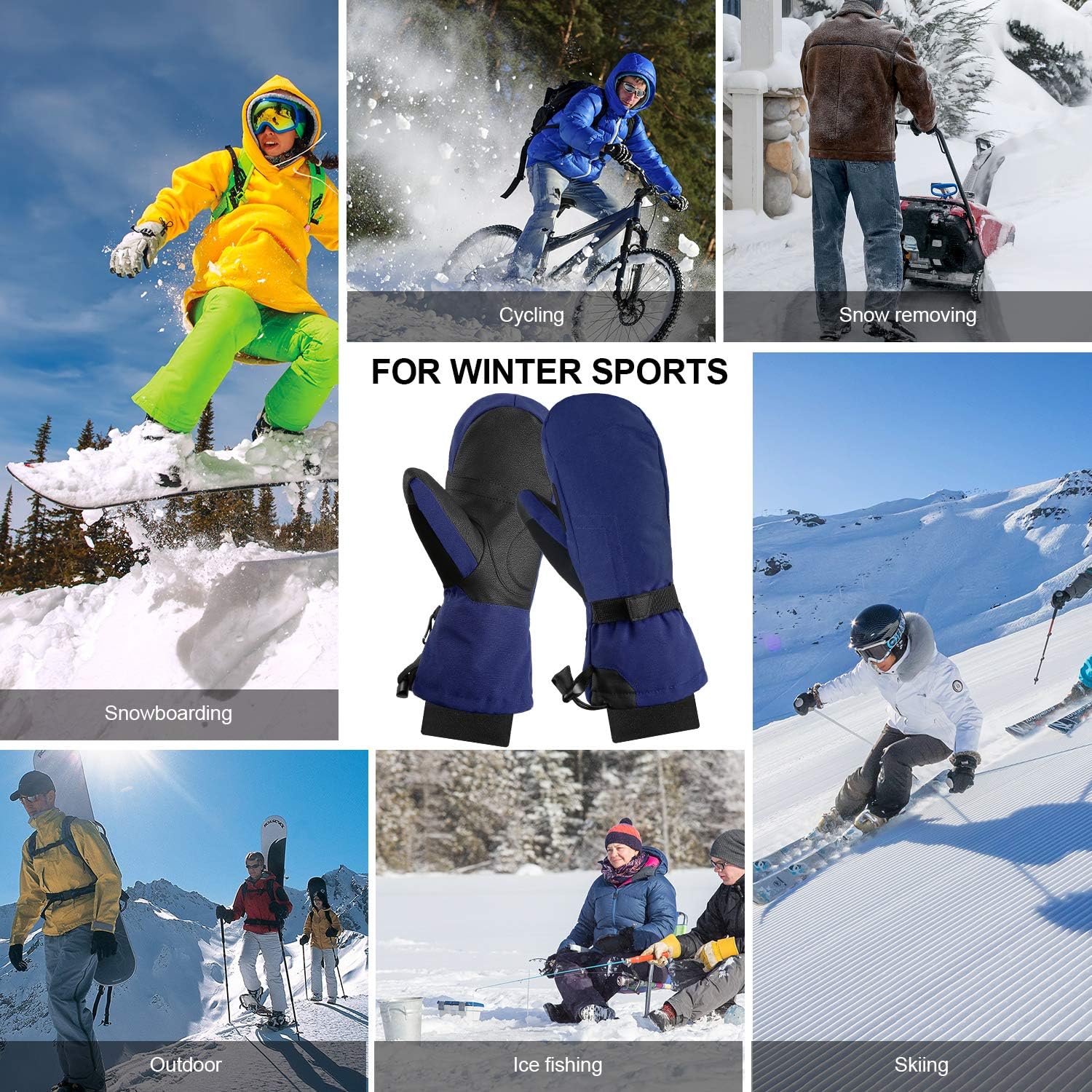 Andake Ski Mittens Gloves Women 90% Down Mittens Cold Weather Waterproof Winter Snow Gloves For Skiing Snowboarding : Clothing