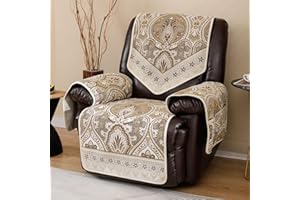 LUFEIJIASHI Recliner Chair Covers Non Slip Waterproof Large Recliner Covers for Leather Recliner,Electric Reclining Chair Covers for Living Room Dog Sofa Recliner Cover (FLKF-Beige)