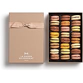 LA MAISON DU CHOCOLAT Macaron Gift Box 24 Pieces | Gourmet French Dark Chocolate Filling with Shells in Assorted Flavors
