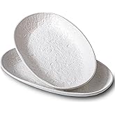 CAIGMO Serving Platter 12 Inches, Ceramic Oval Dinner Plate Set of 2, Serving Dishes for Entertaining, Dishwasher & Oven Safe Kitchen Dinnerware for Salad, Chicken, Pasta, Fish, Beef, White